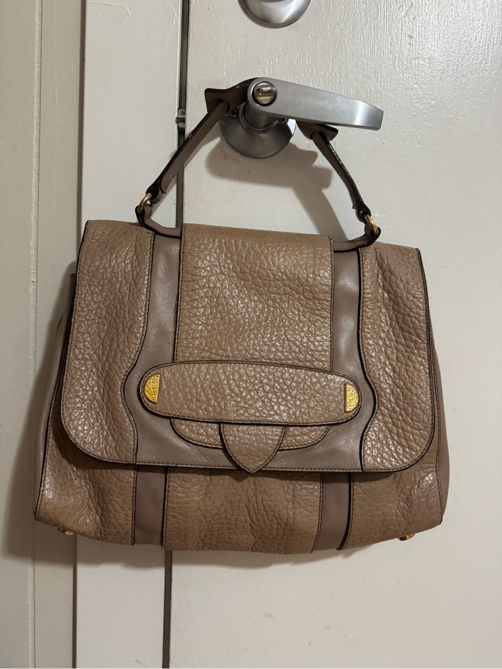 Marc Jacobs Taupe Leather Top-Handle Satchel